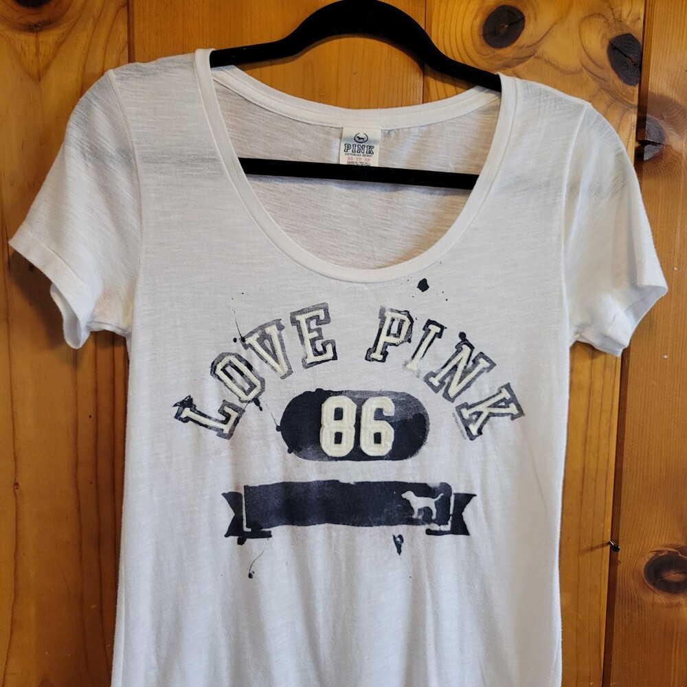 Vintage 2010 y2k Victoria's Secret PINK XS White Cotton Blend Shirt preppy girl